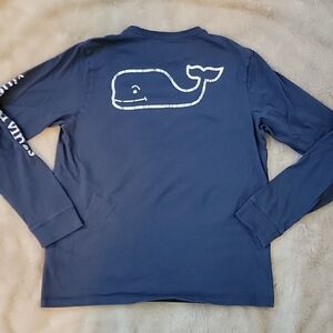 VINEYARD VINES NAVY BLUE LONG-SLEEVE VINTAGE WHALE POCKET T-SHIRT, SIZE XL